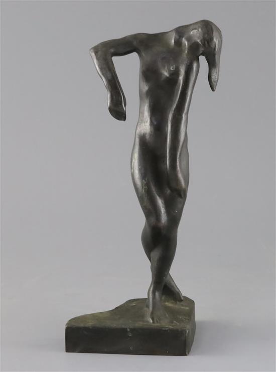 Anon: Dancer, nude, bronze, early 20th century H.27cm